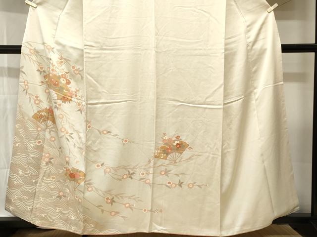 平和屋着物■訪問着　立波扇面枝花文　暈し染め　金彩　正絹　逸品　CABI7987ev