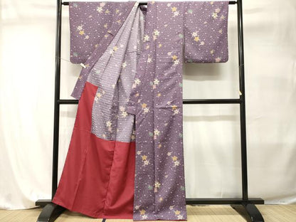 平和屋着物■小紋　霰舞花文　胴抜き仕立て　洗える着物　CABI7994ev