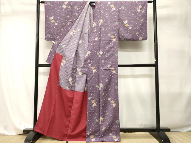 平和屋着物■小紋　霰舞花文　胴抜き仕立て　洗える着物　CABI7994ev