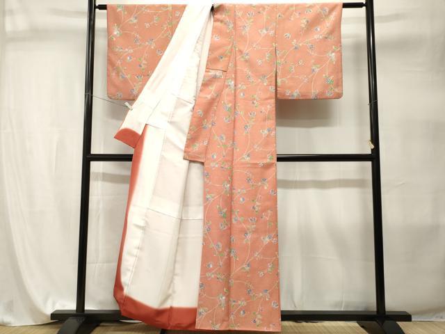 平和屋着物■小紋　枝花舞蝶文　洗える着物　CABI7997ev