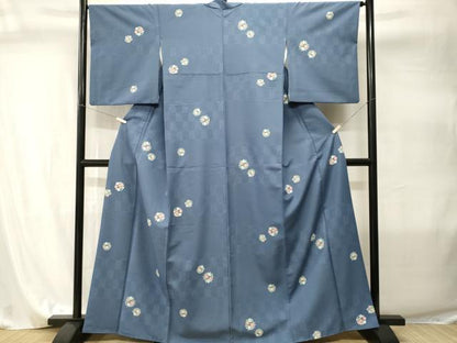 平和屋着物■小紋　市松花丸文　洗える着物　CABI8006ev