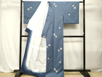 平和屋着物■小紋　市松花丸文　洗える着物　CABI8006ev