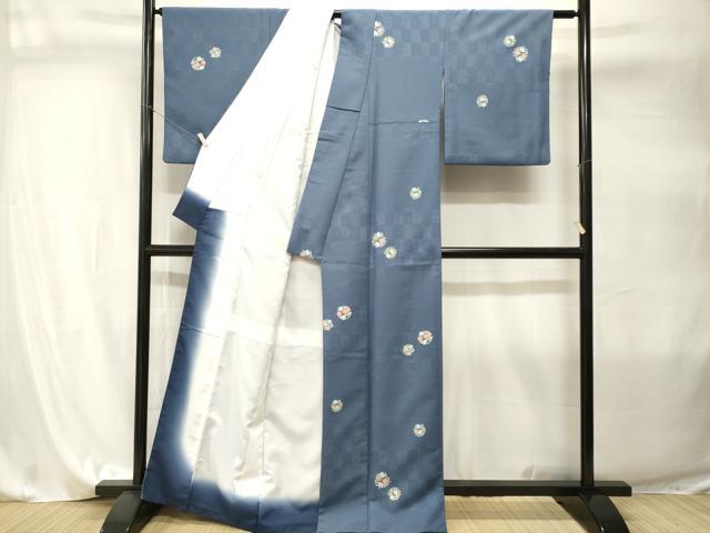 平和屋着物■小紋　市松花丸文　洗える着物　CABI8006ev