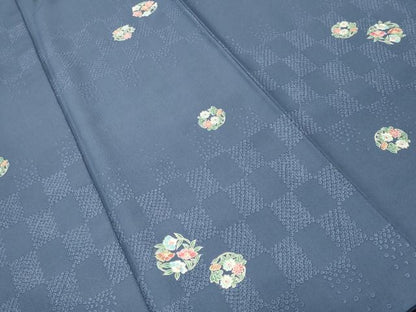 平和屋着物■小紋　市松花丸文　洗える着物　CABI8006ev