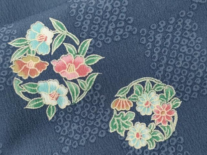 平和屋着物■小紋　市松花丸文　洗える着物　CABI8006ev