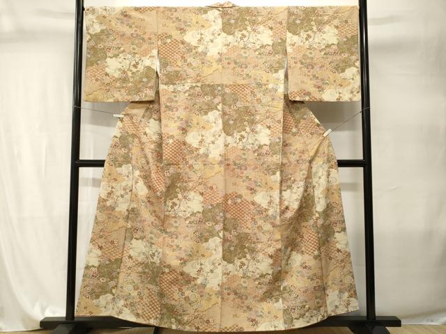 平和屋着物■小紋　流水吉祥枝花文　洗える着物　CABI8007ev