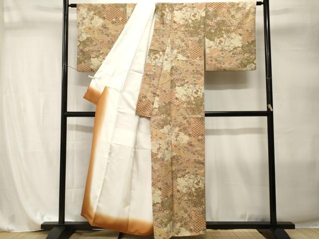 平和屋着物■小紋　流水吉祥枝花文　洗える着物　CABI8007ev