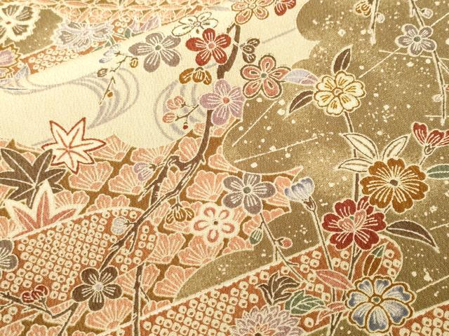 平和屋着物■小紋　流水吉祥枝花文　洗える着物　CABI8007ev