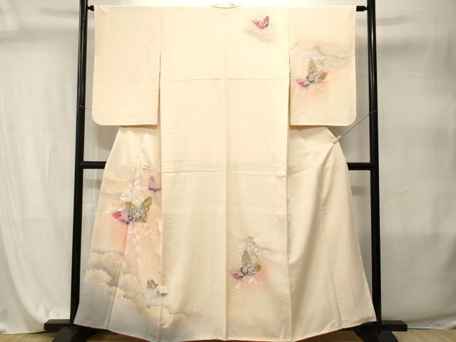 平和屋着物■訪問着　花蝶流水鴛鴦文　暈し染め　金銀彩　正絹　逸品　CABI8008ev