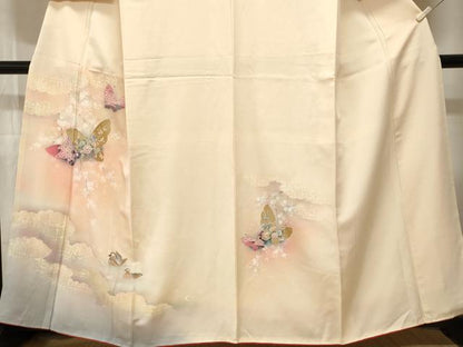 平和屋着物■訪問着　花蝶流水鴛鴦文　暈し染め　金銀彩　正絹　逸品　CABI8008ev