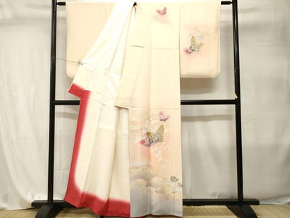 平和屋着物■訪問着　花蝶流水鴛鴦文　暈し染め　金銀彩　正絹　逸品　CABI8008ev
