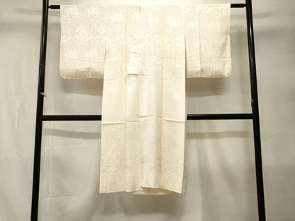 平和屋着物■長襦袢　袷　紗綾形花地紋　生成り色　正絹　逸品　CABI8011ev