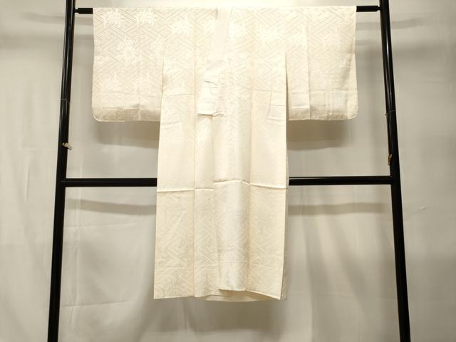 平和屋着物■長襦袢　袷　紗綾形花地紋　生成り色　正絹　逸品　CABI8011ev