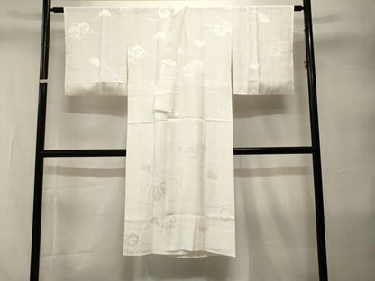 平和屋着物■長襦袢　袷　芝草雪輪花地紋　白色　さが美扱い　正絹　逸品　CABI8012ev