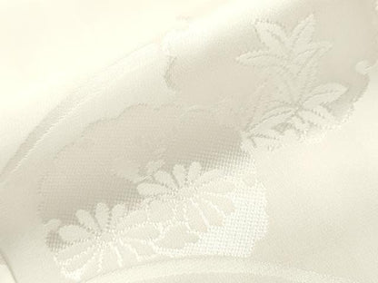 平和屋着物■長襦袢　袷　芝草雪輪花地紋　白色　さが美扱い　正絹　逸品　CABI8012ev