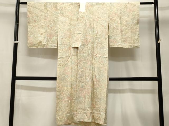 平和屋着物■長襦袢　無双仕立て　切嵌更紗花文　正絹　逸品　CABI8014ev