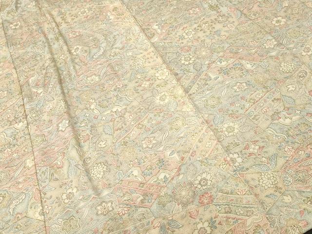 平和屋着物■長襦袢　無双仕立て　切嵌更紗花文　正絹　逸品　CABI8014ev