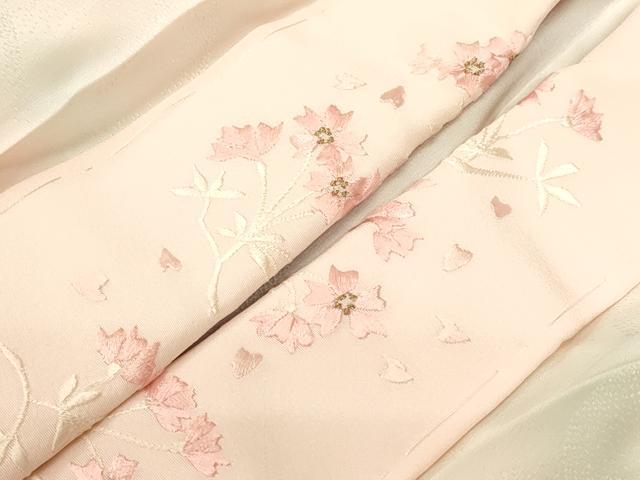 平和屋着物■長襦袢　無双仕立て　舞花地紋　暈し染め　半衿刺繍　正絹　逸品　CABI8015ev