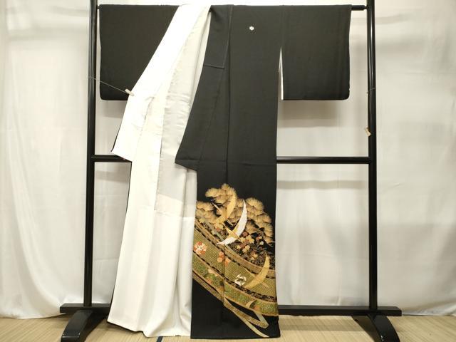 平和屋着物■豪華黒留袖　駒刺繍　松竹梅飛鶴文　金彩　正絹　逸品　CABI8022ev