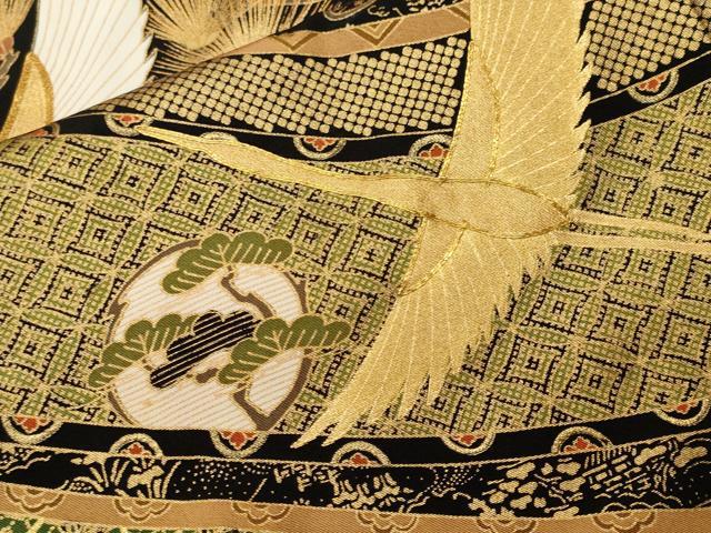 平和屋着物■豪華黒留袖　駒刺繍　松竹梅飛鶴文　金彩　正絹　逸品　CABI8022ev