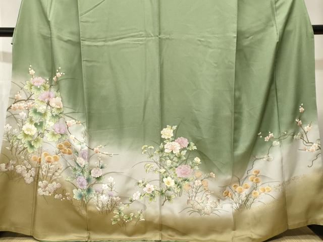 平和屋着物■訪問着　枝花文　暈し染め　金彩　さが美扱い　正絹　逸品　CABI8024ev