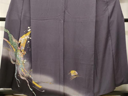 平和屋着物■訪問着　檜扇枝垂れ花文　十二単　暈し染め　金彩　正絹　逸品　CABI8025ev