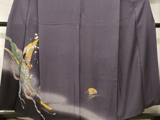 平和屋着物■訪問着　檜扇枝垂れ花文　十二単　暈し染め　金彩　正絹　逸品　CABI8025ev