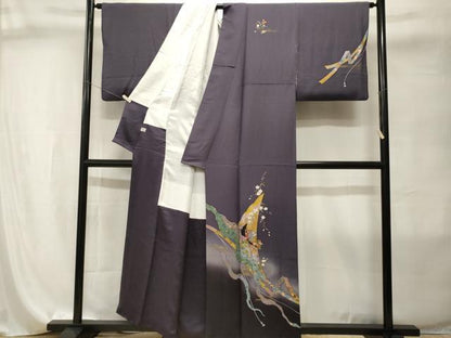 平和屋着物■訪問着　檜扇枝垂れ花文　十二単　暈し染め　金彩　正絹　逸品　CABI8025ev