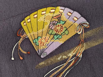 平和屋着物■訪問着　檜扇枝垂れ花文　十二単　暈し染め　金彩　正絹　逸品　CABI8025ev
