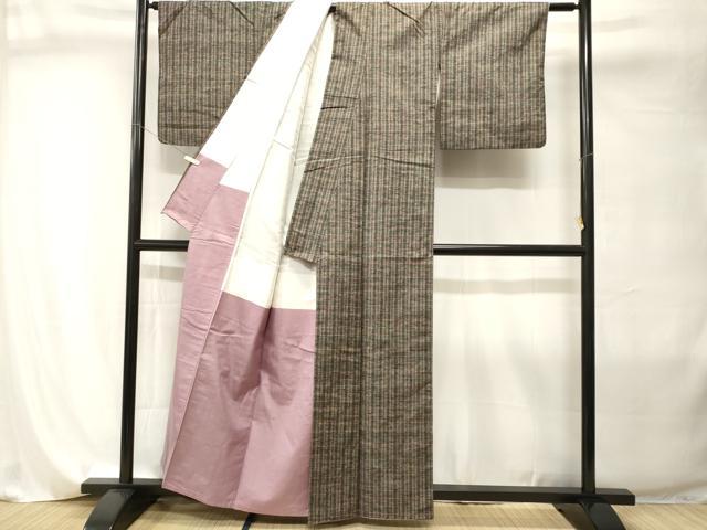 平和屋着物■上質な紬　格子柄　正絹　逸品　CABI8027ev