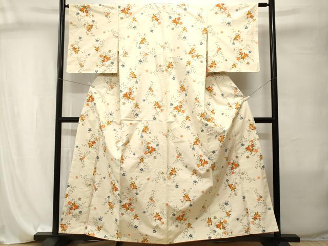 平和屋着物■上質な紬　枝花文　正絹　逸品　CABI8030ev
