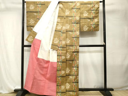 平和屋着物■上質な紬　絵絣間道　正絹　逸品　CABI8031ev
