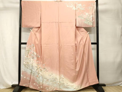 平和屋着物■訪問着　露芝鴛鴦松花文　暈し染め　正絹　逸品　CABI8032ev