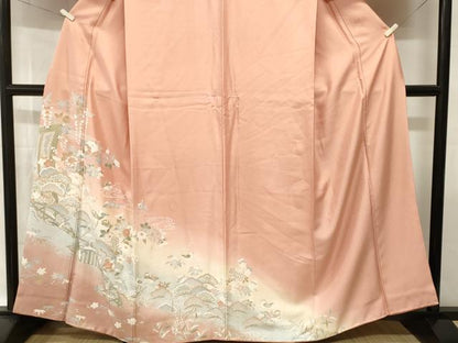 平和屋着物■訪問着　露芝鴛鴦松花文　暈し染め　正絹　逸品　CABI8032ev