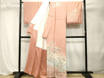 平和屋着物■訪問着　露芝鴛鴦松花文　暈し染め　正絹　逸品　CABI8032ev
