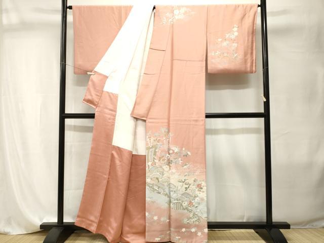 平和屋着物■訪問着　露芝鴛鴦松花文　暈し染め　正絹　逸品　CABI8032ev