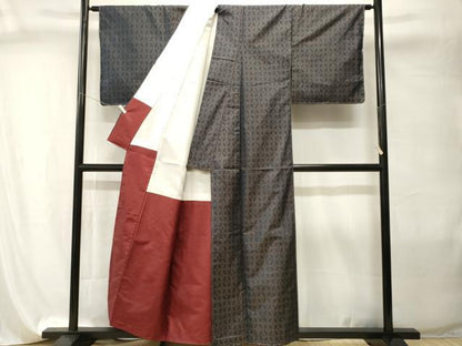 平和屋着物■本場大島紬　幾何学文　正絹　逸品　未使用　CABI8034ev
