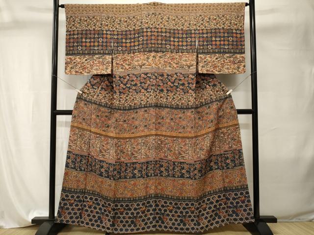 平和屋着物■訪問着　横段飛鳥花文　鬼しぼ縮緬　正絹　逸品　CABI8035ev
