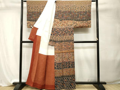 平和屋着物■訪問着　横段飛鳥花文　鬼しぼ縮緬　正絹　逸品　CABI8035ev