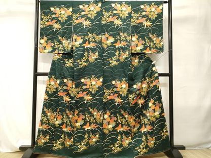 平和屋着物■訪問着　芝草鳳凰草花文　金彩　正絹　逸品　CABI8038ev