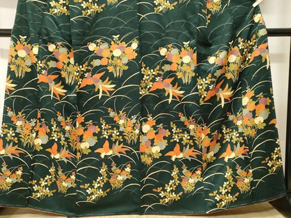 平和屋着物■訪問着　芝草鳳凰草花文　金彩　正絹　逸品　CABI8038ev