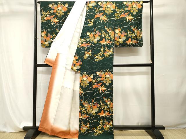 平和屋着物■訪問着　芝草鳳凰草花文　金彩　正絹　逸品　CABI8038ev
