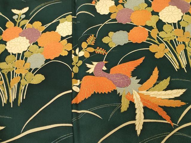 平和屋着物■訪問着　芝草鳳凰草花文　金彩　正絹　逸品　CABI8038ev