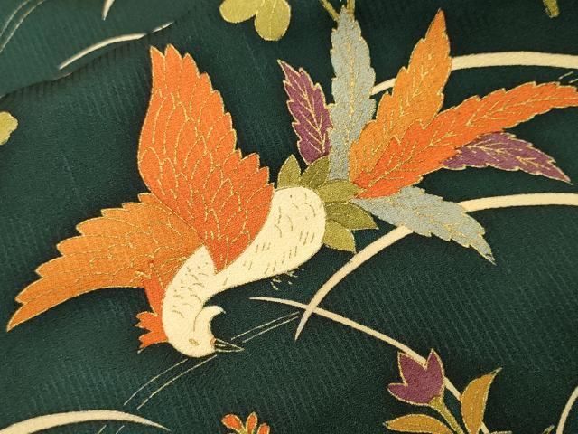平和屋着物■訪問着　芝草鳳凰草花文　金彩　正絹　逸品　CABI8038ev