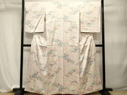 平和屋着物■上質な小紋　扇面風景枝花文　正絹　逸品　CABI8045ev