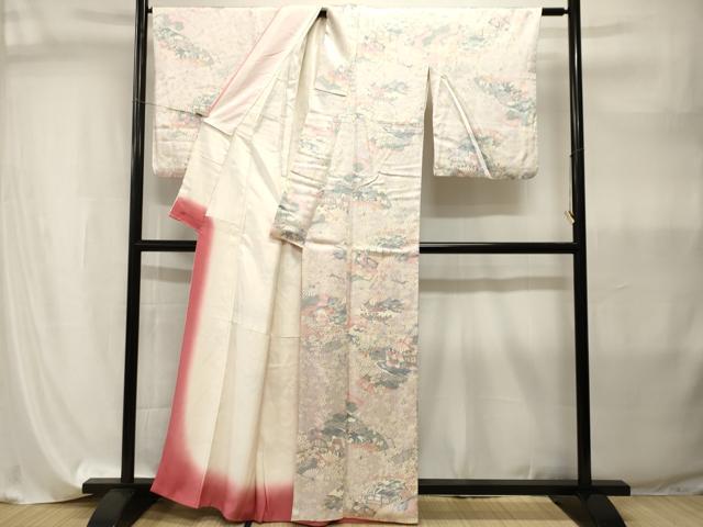 平和屋着物■上質な小紋　扇面風景枝花文　正絹　逸品　CABI8045ev