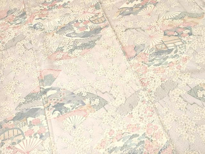 平和屋着物■上質な小紋　扇面風景枝花文　正絹　逸品　CABI8045ev
