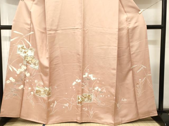 平和屋着物■訪問着　駒刺繍　屏風草花文　金彩　正絹　逸品　CABI8052ev