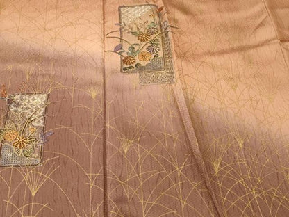 平和屋着物■中国三大刺繍　スワトウ刺繍　総刺繍　訪問着　芒短冊花文　暈し染め　金彩　正絹　逸品　CABI8054ev