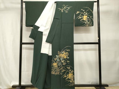 平和屋着物■訪問着　刺繍　破れ色紙地紙花文　金彩　正絹　逸品　CABI8055ev